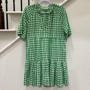 Steve Madden BB Dakota Green Plaid Tiered Dress